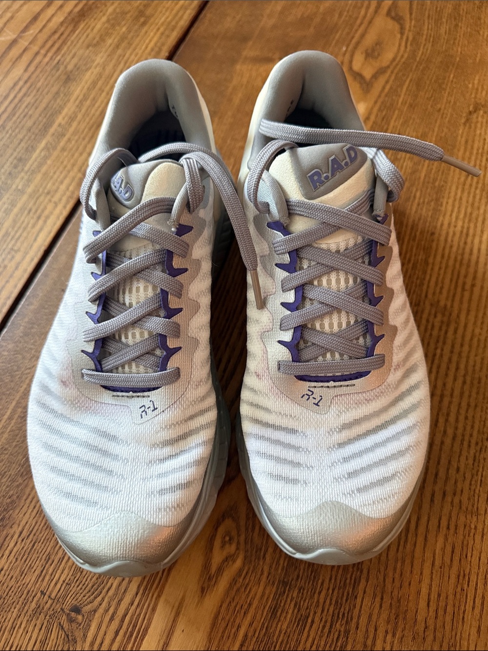 RAD R-1  Gray Athletic Sneakers with Purple Accent Details